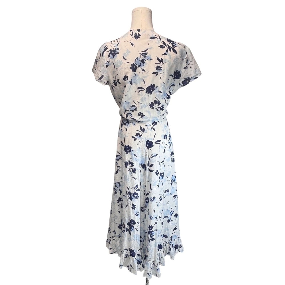 Polo Ralph Lauren Wrap Dress Floral Midi White Cotton Midi Cottagecore Preppy 10 - Picture 4 of 16